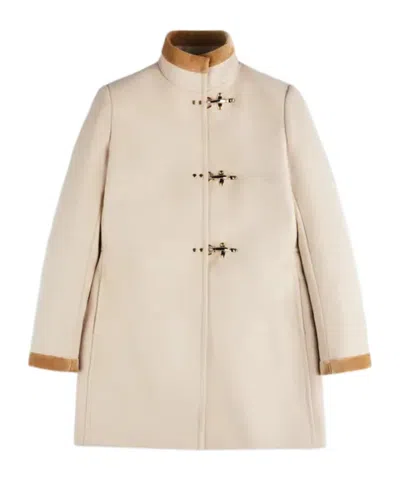 Fay Virginia Coat With Defined Waist In Neutral