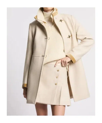 Fay Virginia Coat With Defined Waist In Neutral