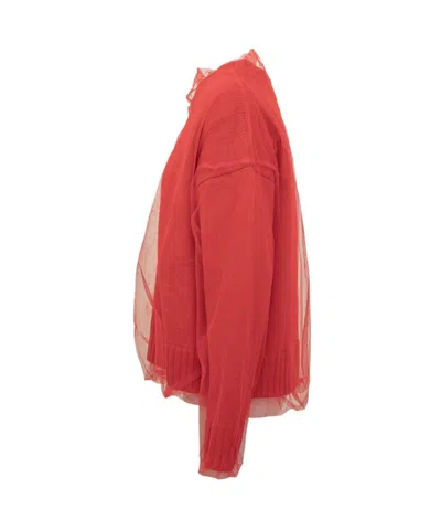 Msgm Tulle-overlay Jumper In Red