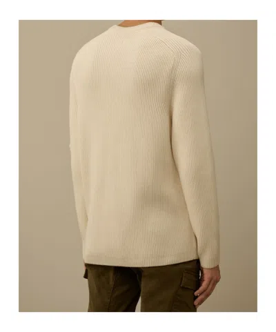 C.p. Company Gauze Knit White Sweatshirt In White