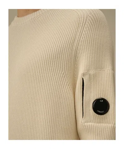 C.p. Company Gauze Knit White Sweatshirt In White
