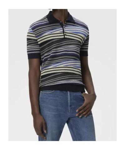 Missoni Striped Zig-zag Polo Shirt In Blue
