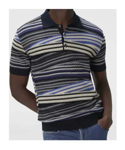 Missoni Striped Zig-zag Polo Shirt In Blue