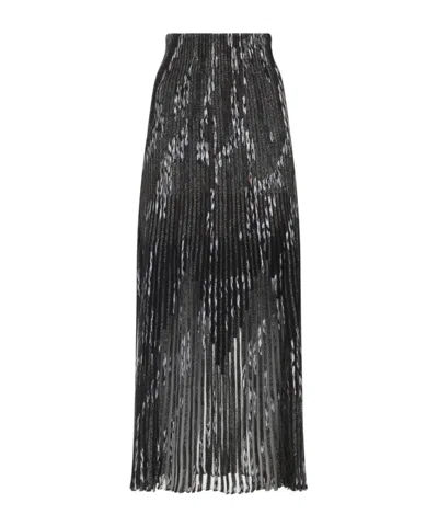 Missoni Gonna Midi Plissettata A Righe Multicolor In Gray