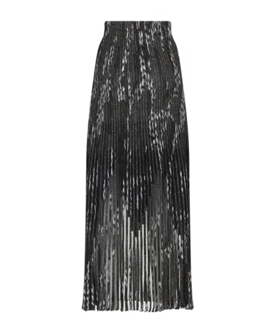 Missoni Gonna Midi Plissettata A Righe Multicolor In Gray