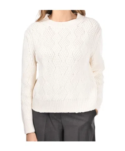 Gran Sasso Textured-knit Crew-neck Sweater In White