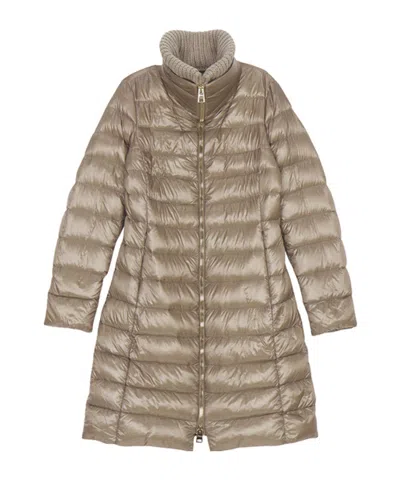 Herno Logo Quilted Down Jacket In Brown