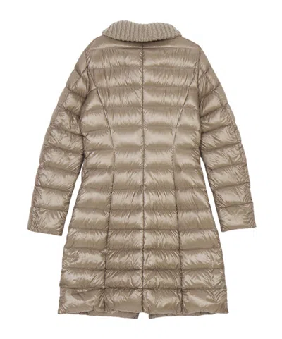Herno Logo Quilted Down Jacket In Brown