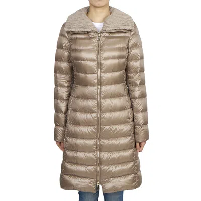Herno Logo Quilted Down Jacket In Brown