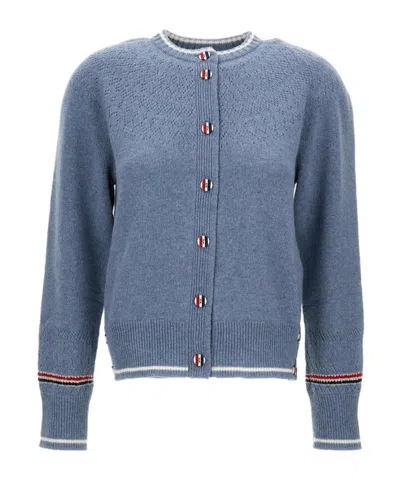 Thom Browne Crew Neck Cardigan In Wool In Multi