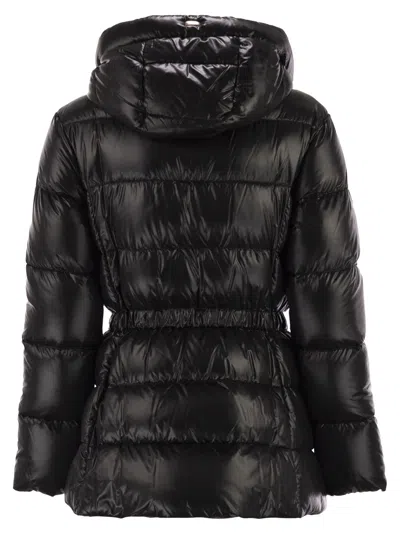 Herno Women Ultralight Nylon Down Jacket With Drawstring Waist In Black