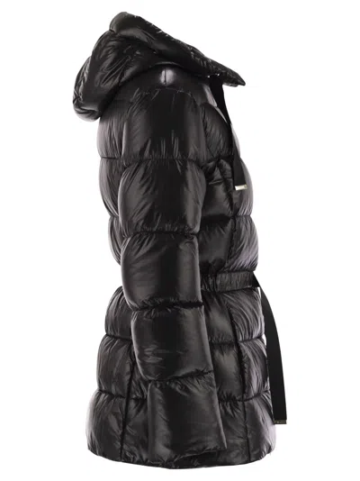 Herno Women Ultralight Nylon Down Jacket With Drawstring Waist In Black