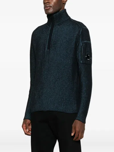 C.p. Company Logo-patch Sweater In Blue