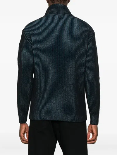 C.p. Company Logo-patch Sweater In Blue