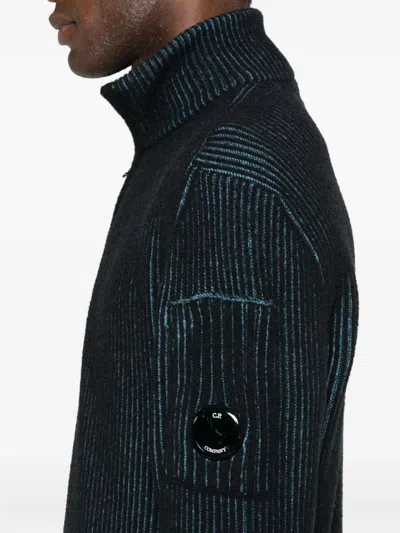 C.p. Company Logo-patch Sweater In Blue