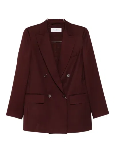 Max Mara Double-breasted Wool Blazer Jackets Bordeaux In Red