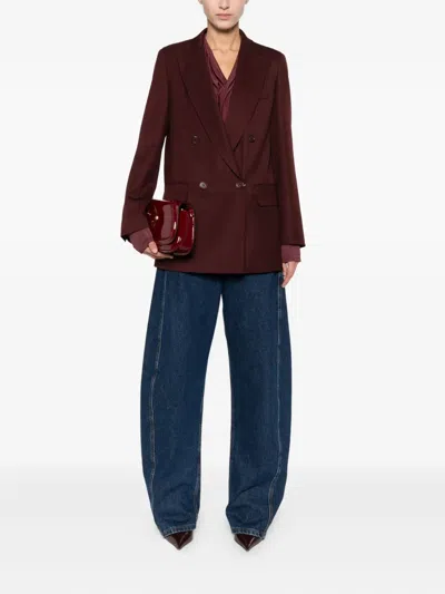 Max Mara Double-breasted Wool Blazer Jackets Bordeaux In Red