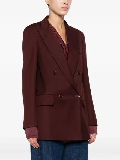 Max Mara Double-breasted Wool Blazer Jackets Bordeaux In Red
