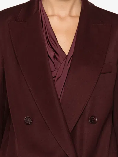 Max Mara Double-breasted Wool Blazer Jackets Bordeaux In Red