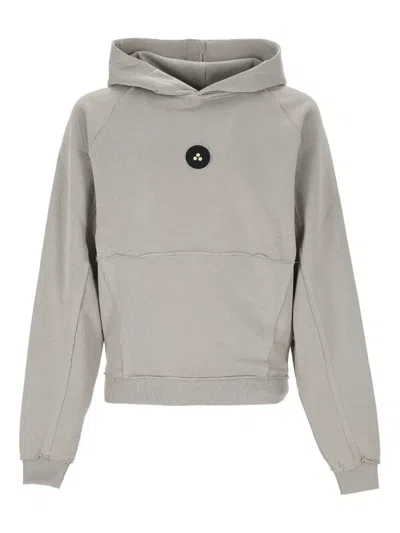 Peuterey Refined Neutral Sweater With Ribbed Details In Gray