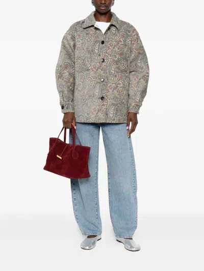 Amish Paisley-pattern Buttoned Jacket In Gray