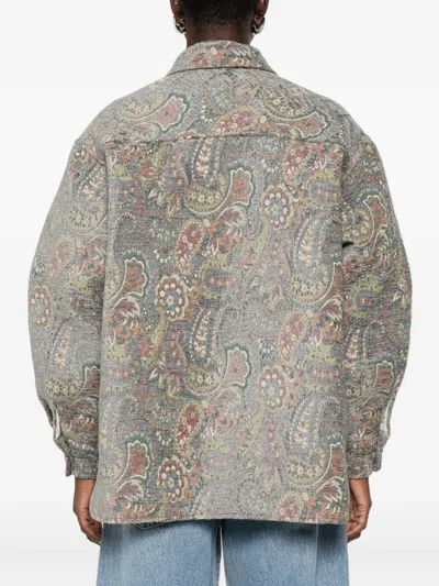 Amish Paisley-pattern Buttoned Jacket In Gray