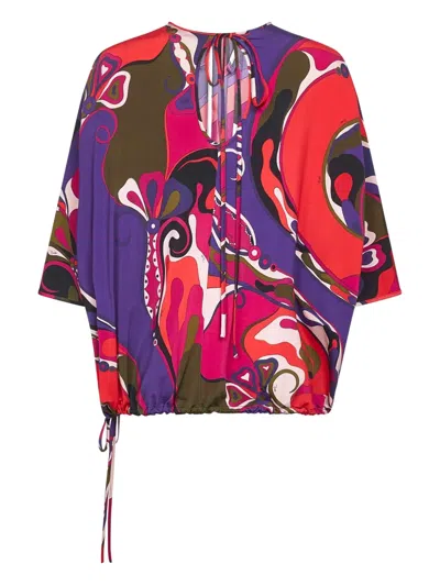 Pucci Satin Jersey Blouse In Multi