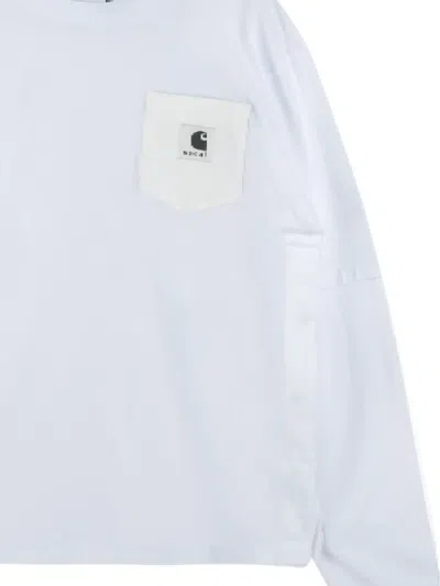 Sacai Xcarhartt Wip Pocket-chest Long-sleeve T-shirt In Blue