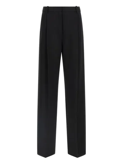 Elisabetta Franchi High-waisted Trousers With Wide Legs And Decorative Button Details In Black