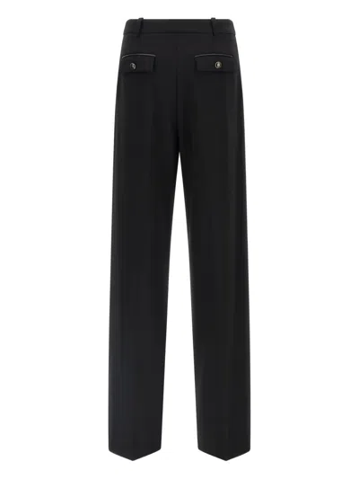Elisabetta Franchi High-waisted Trousers With Wide Legs And Decorative Button Details In Black