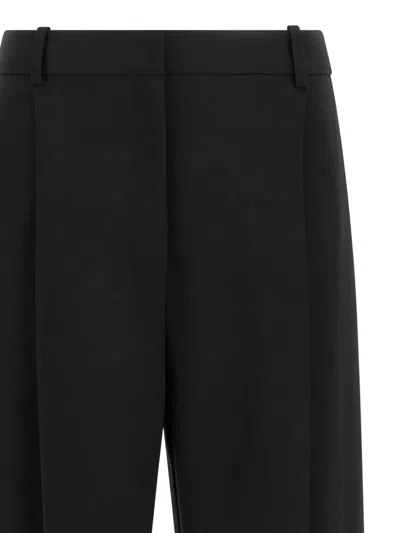 Elisabetta Franchi High-waisted Trousers With Wide Legs And Decorative Button Details In Black