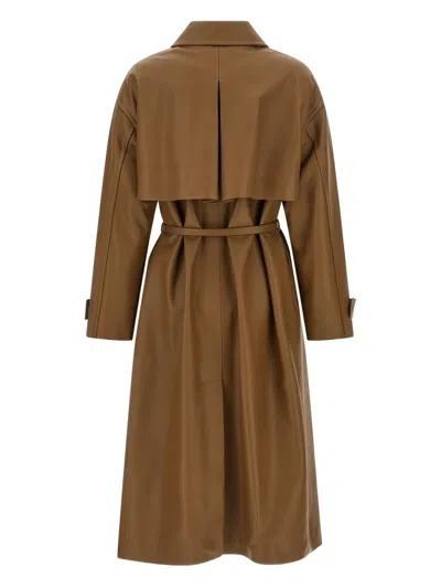 LOGO压纹束腰风衣