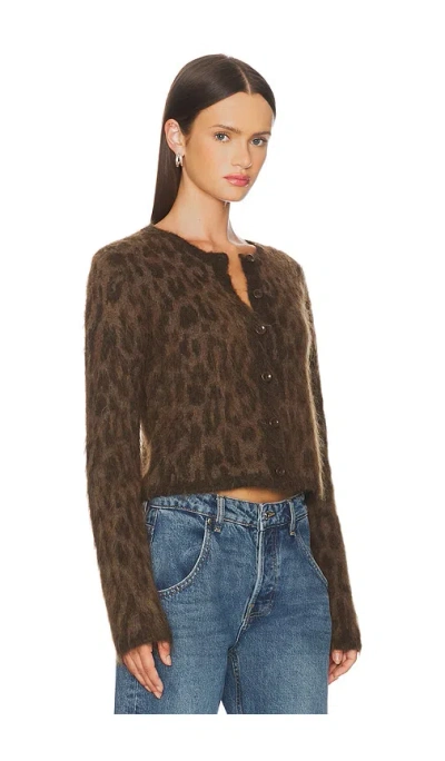 Astr The Label Katria Fuzzy Cheetah Print Cardigan In Brown