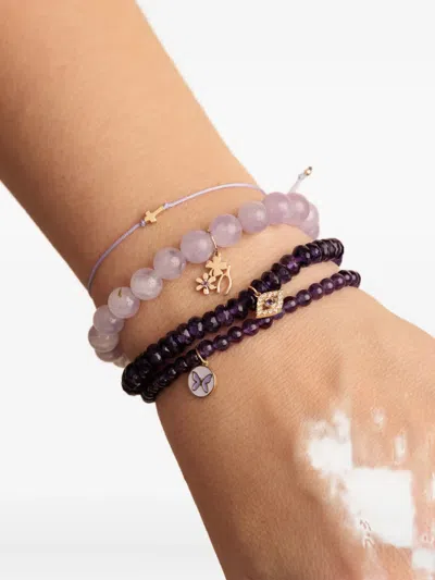 Sydney Evan 14k Yellow Gold Amethyst Eye Bracelet In Purple