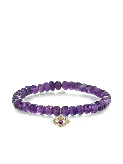 Sydney Evan 14k Yellow Gold Amethyst Eye Bracelet In Purple