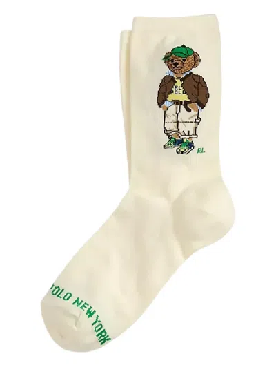 Polo Ralph Lauren Bear Graphic Socks In Neutral