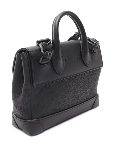 Pre-owned Louis Vuitton 2021-2025 Monogram Taurillon Steamer Pm Satchel In Black