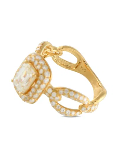 Pre-owned Lb Exclusive 18k Yellow Gold Diamond Halo Ring