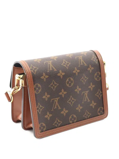 Pre-owned Louis Vuitton 2021-2025 Monogram Reverse Mini Dauphine Satchel In Brown