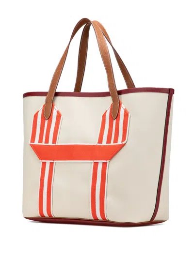 Pre-owned Hermes 2022 Toile And Clemence Pursangle Tote Bag In Brown