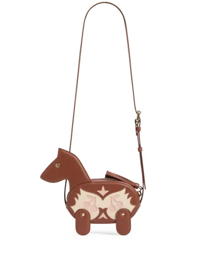 Bonpoint Jonquil Horse-shaped Cherry-detail Shoulder Bag In Brown