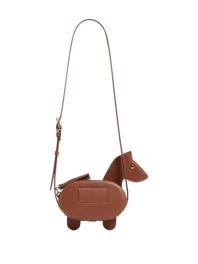 Bonpoint Jonquil Horse-shaped Cherry-detail Shoulder Bag In Brown