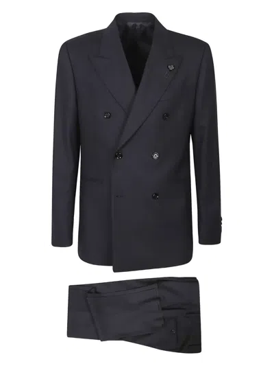 Lardini Double-breasted Suit In Blue