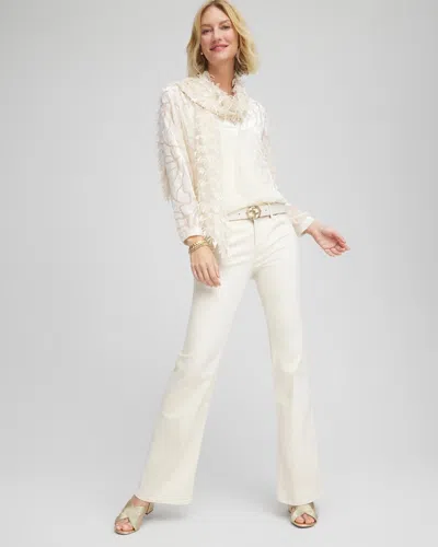 Chico's Girlfriend Flared-leg Jeans In Cream In White