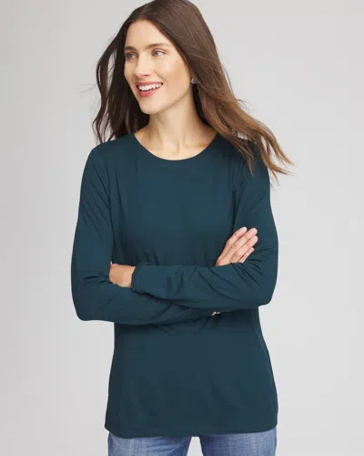 Chico's Touch Of Cool Layering Tee In Teal Shadow In Green
