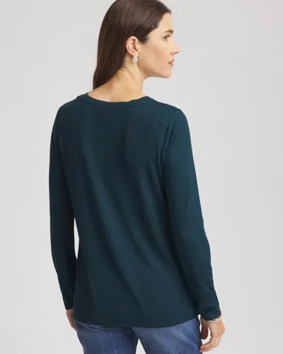 Chico's Touch Of Cool Layering Tee In Teal Shadow In Green