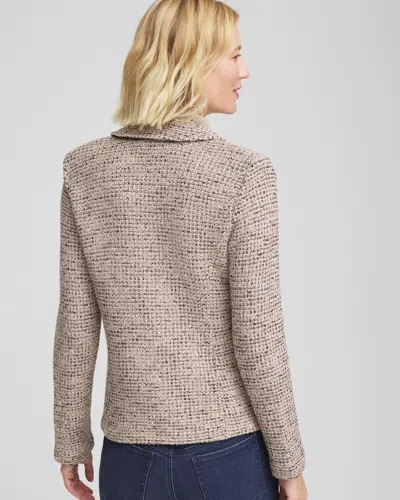 Chico's Double Breasted Tweed Blazer In Taupe In Brown