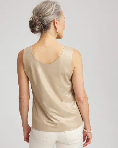 Chico's Foiled Microfiber Tank In Neutral In Gray