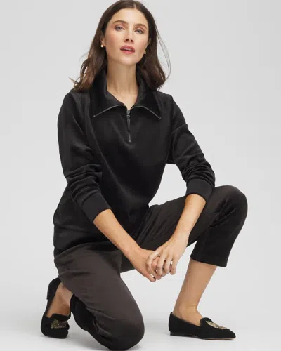 Chico's Scuba Velour Pullover In Black In Black