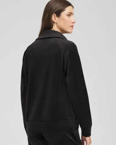 Chico's Scuba Velour Pullover In Black In Black